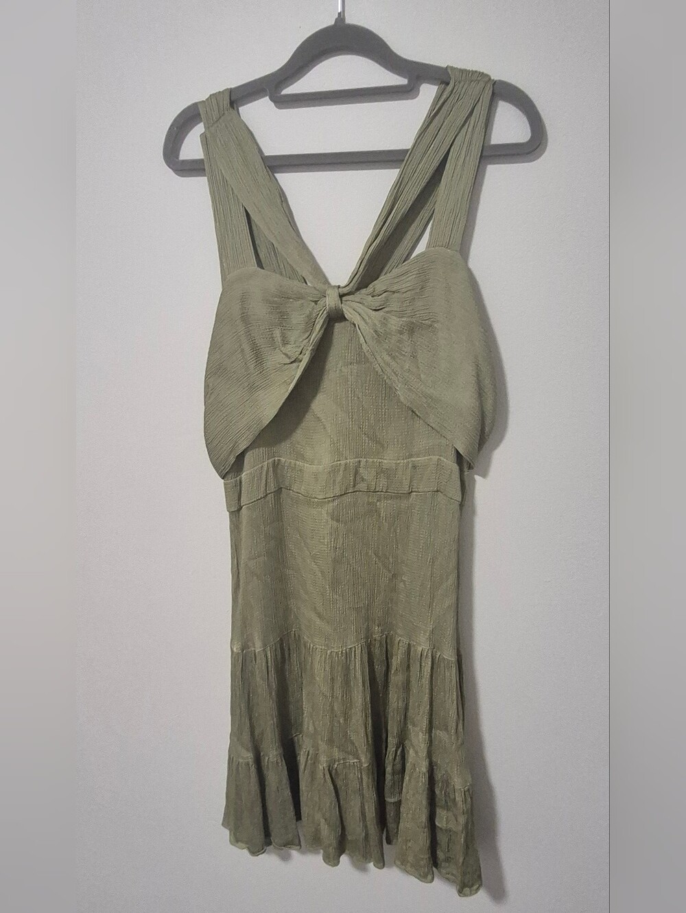 Ted Baker Crinkled Olive-Green Mini Dress - Picture 2 of 8
